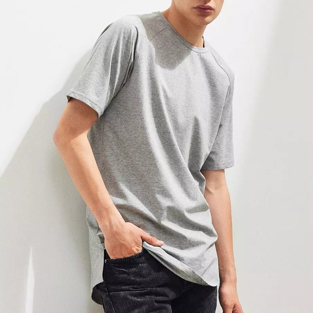 Fairplay Heather Grey Raglan Venice Short Sleeve T Shirt Tee Athleisure Classic